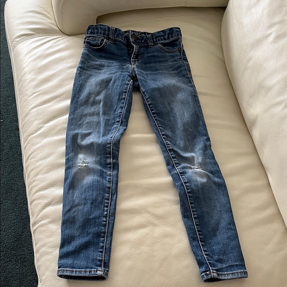 GAP Kids Blue Skinny Jeans with Knee Distressing